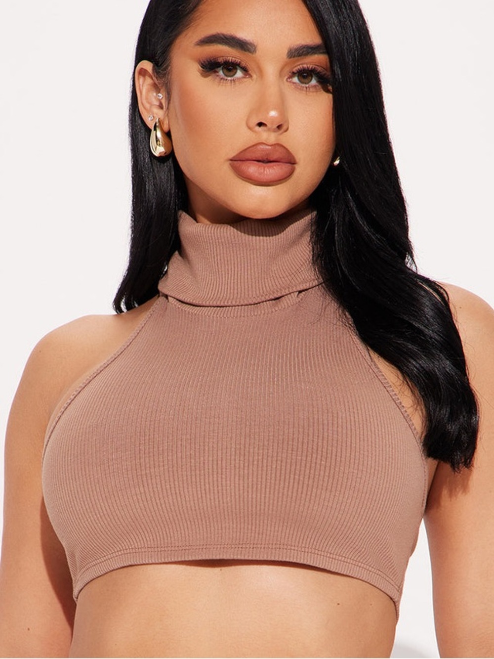 NWOT Fashion Nova Snatched Crop Top in Taupe